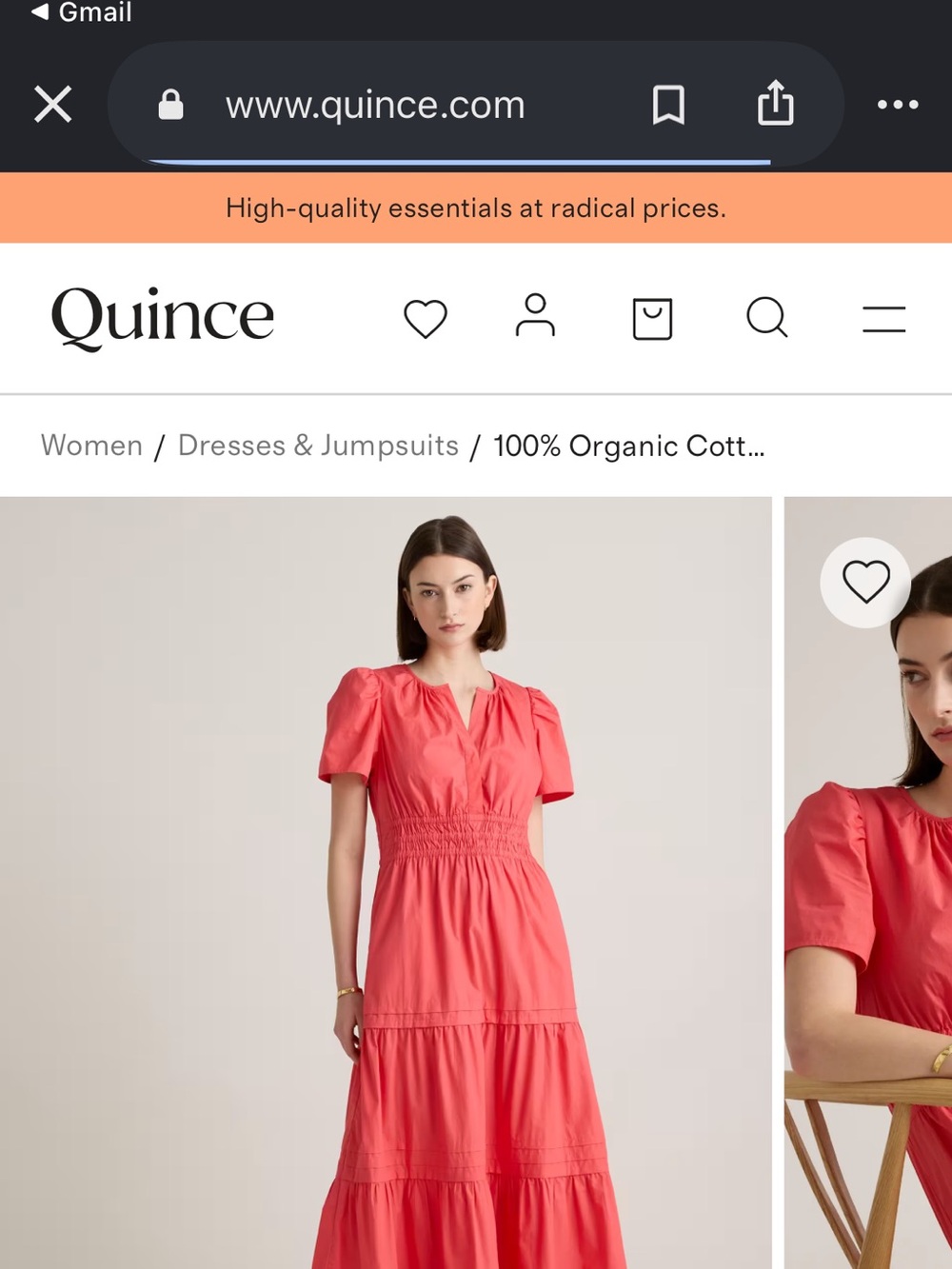 Quince Coral Tiered Short-Sleeve Maxi Dress - Picture 7 of 7